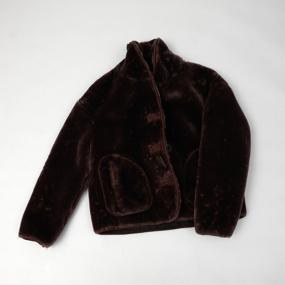 NWT Paul Smith Brown Faux Fur Crop Jacket - Picture 1 of 4